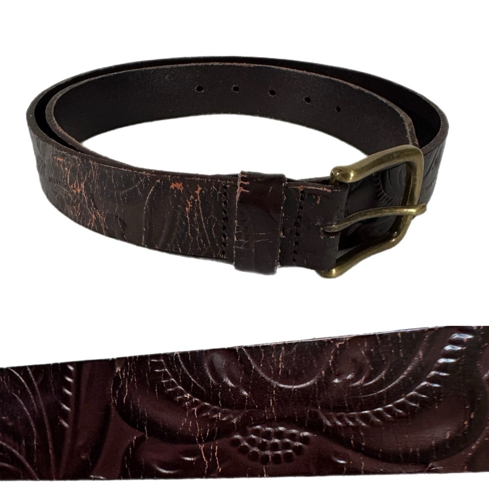 PATRICIA NASH Tooled Leather Belt Sz L